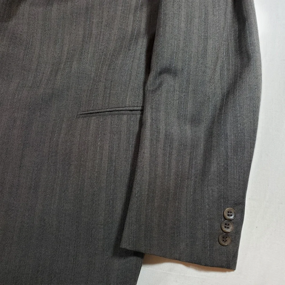 Profilo Gift Mens Blazer Suit Jacket Made in Italy Wool Pinstripe Dark‎ Gray